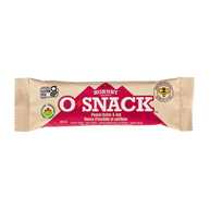 OSnack Peanut Butter & Jam by Hornby Organic in beige and red, organic snack bar with peanut butter and zippy raspberry, gluten-free and Canada-made