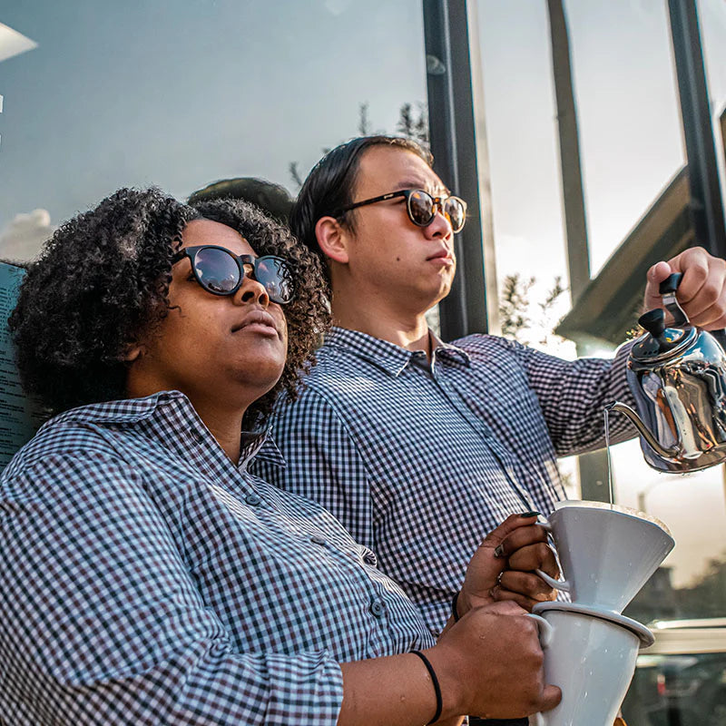 Nine Dollar Pour Over glasses by Goodr in brown and black, USA-based eyewear ideal for casual everyday use and protection
