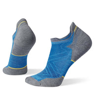 Run Targeted Cushion Low Ankle Socks by SmartWool in blue and grey, cushioned performance socks for running comfort and support