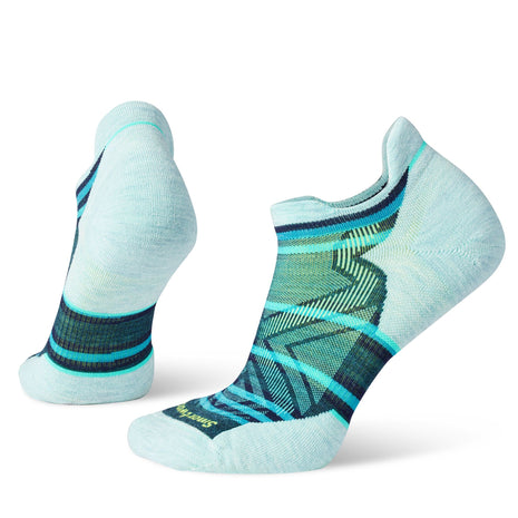 Run Targeted Cushion Stripe Low Ankle Socks - Women by SmartWool in light blue with cushioning for comfort during intense training runs