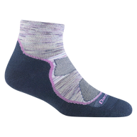 Light Hiker Quarter Lightweight Hiking Sock - Women by Darn Tough in grey and pink with smooth cuff, ankle coverage, ideal for hiking and outdoor comfort