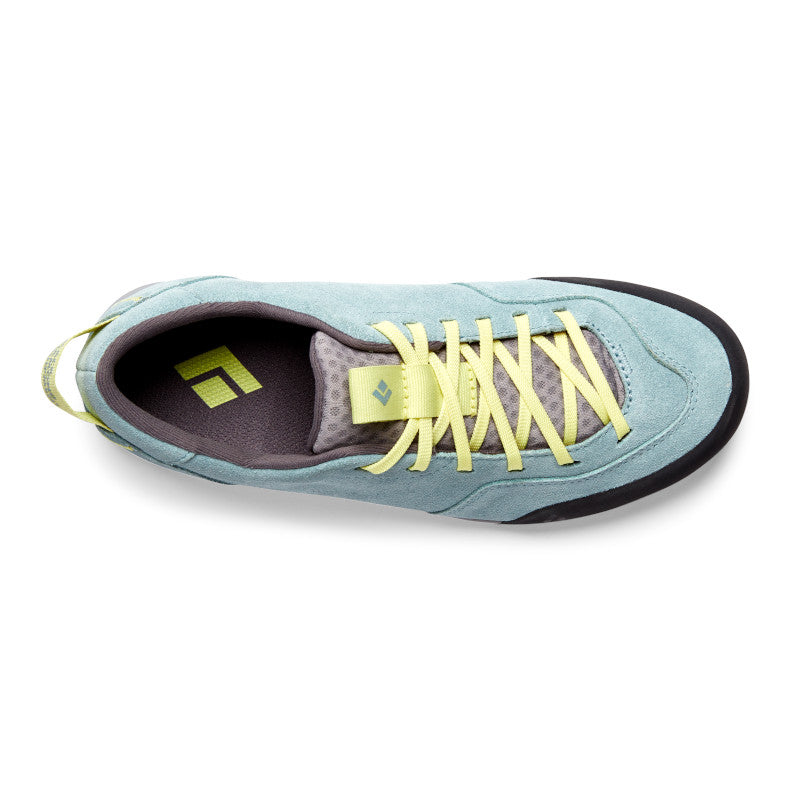 Prime Shoes - Women - FINAL SALE by Black Diamond in light blue suede with yellow laces, durable weather-resistant comfort shoe for lifestyle use