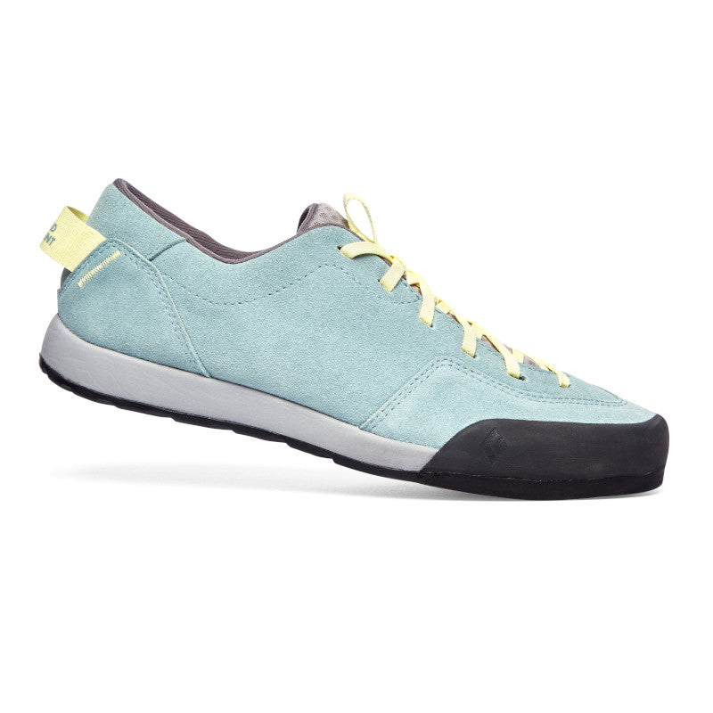 Prime Shoes - Women - FINAL SALE by Black Diamond in light blue with yellow laces, suede upper for comfort, weather resistance, and adaptable fit