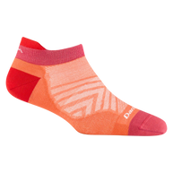 Run No Show Tab Ultra-Lightweight Running Sock - Women by Darn Tough in coral and red, merino wool, blister protection, sweat-wicking for running
