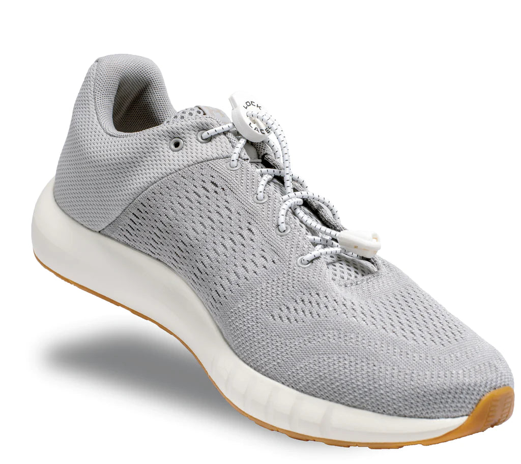 Lock Laces - No Tie Shoelaces in grey with double eyelet lock, easy install, one size fits all, ideal for running and outdoor use