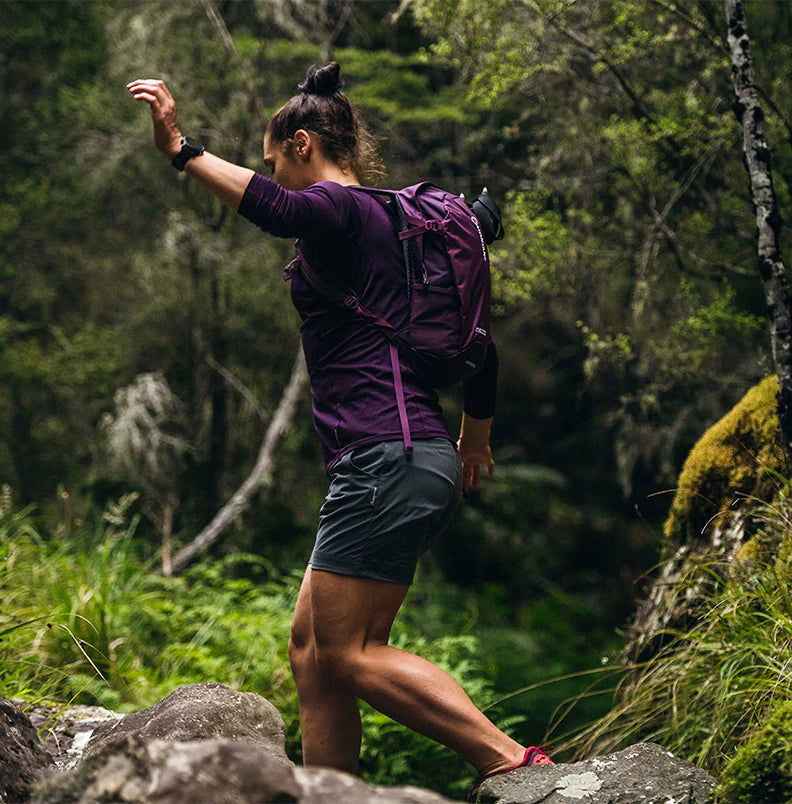 Dart Zip Neck - Women by Montane in dark purple technical baselayer, recycled fabric with warmth and breathability for all-season outdoor use
