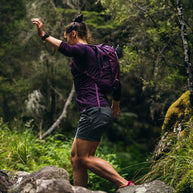 Dart Zip Neck - Women by Montane in dark purple technical baselayer, recycled fabric with warmth and breathability for all-season outdoor use